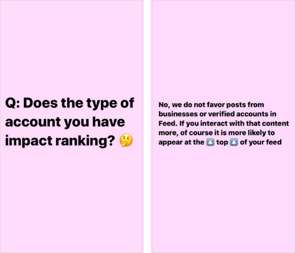 Does the type of account affect ranking on Instagram
