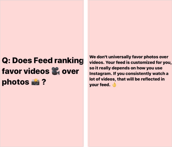 Does the Instagram Feed favor videos