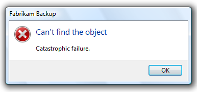 Error message displaying "catastrophic failure"
